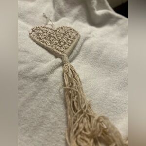 Handcrafted Cream Heart Tassel Decor